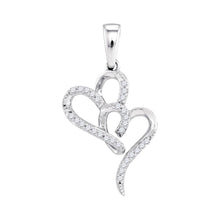 Load image into Gallery viewer, 10kt White Gold Double Heart Diamond Pendant - A Symbol of Eternal Love  Top View from Splendid Jewellery