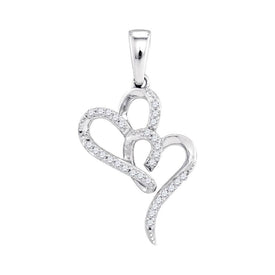 10kt White Gold Double Heart Diamond Pendant - A Symbol of Eternal Love  Top View from Splendid Jewellery