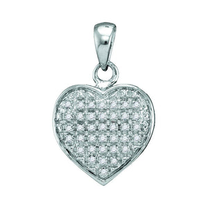 Diamond Heart & Love Symbol Pendant | 10kt White Gold Womens Round Diamond Heart Cluster Pendant 1/10 Cttw | Splendid Jewellery GND