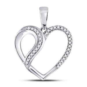 Diamond Heart & Love Symbol Pendant | 10kt White Gold Womens Round Diamond Heart Fashion Pendant 1/10 Cttw | Splendid Jewellery GND