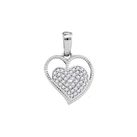 Sparkling Heart of Love Pendant | 10kt White Gold Diamond Heart Milgrain Pendant 1/10 Cttw | Splendid Jewellery  Top View from Splendid Jewellery