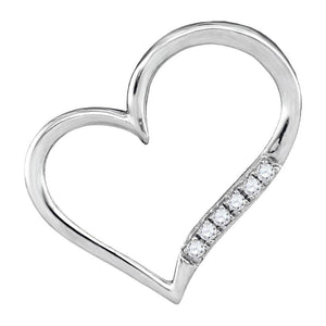 Diamond Heart & Love Symbol Pendant | 10kt White Gold Womens Round Diamond Heart Outline Pendant 1/20 Cttw | Splendid Jewellery GND