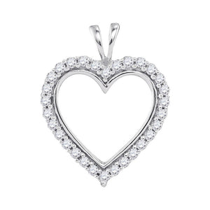 Diamond Heart & Love Symbol Pendant | 10kt White Gold Womens Round Diamond Heart Outline Pendant 1/4 Cttw | Splendid Jewellery GND