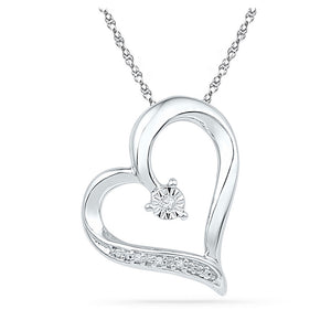 Diamond Heart & Love Symbol Pendant | 10kt White Gold Womens Round Diamond Heart Pendant .01 Cttw | Splendid Jewellery GND