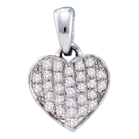 Radiant Love: 10kt White Gold Diamond Heart Pendant  Top View from Splendid Jewellery
