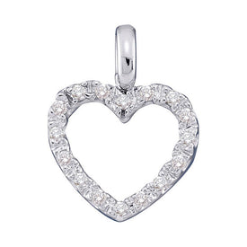 Romantic Brilliance: 10kt White Gold Diamond Heart Pendant  Top View from Splendid Jewellery