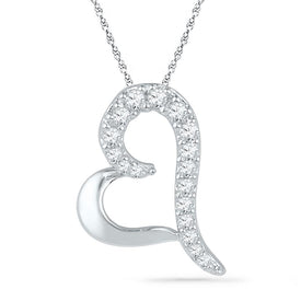 10kt White Gold Diamond Heart & Love Symbol Pendant | Splendid Jewellery  Top View from Splendid Jewellery