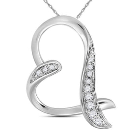 Radiant Love: 10kt White Gold Diamond Heart Pendant  Top View from Splendid Jewellery