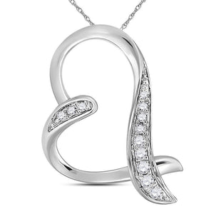 Diamond Heart & Love Symbol Pendant | 10kt White Gold Womens Round Diamond Heart Pendant 1/20 Cttw | Splendid Jewellery GND