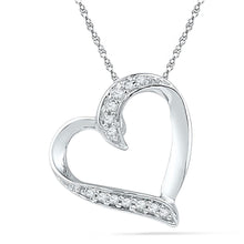 Load image into Gallery viewer, Romantic Radiance: 10kt White Gold Diamond Heart Pendant  Top View from Splendid Jewellery