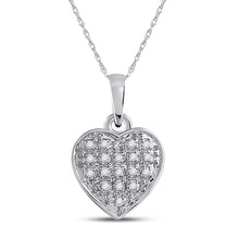 Load image into Gallery viewer, Enchanting Diamond Heart &amp; Love Symbol Pendant Top view from the 10Kt White Gold Womens Round Diamond Heart Pendant 1 20 Cttwpin222698 collection by Splendid Jewellery