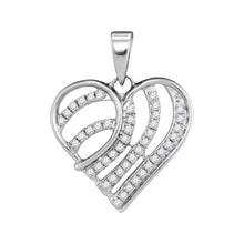 Load image into Gallery viewer, 10kt White Gold Diamond Heart &amp; Love Symbol Pendant - A Mesmerizing Expression of Love Top view from the 10Kt White Gold Womens Round Diamond Heart Pendant 1 4 Cttwpin205690 collection by Splendid Jewellery