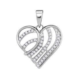 10kt White Gold Diamond Heart & Love Symbol Pendant - A Mesmerizing Expression of Love Top view from the 10Kt White Gold Womens Round Diamond Heart Pendant 1 4 Cttwpin205690 collection by Splendid Jewellery