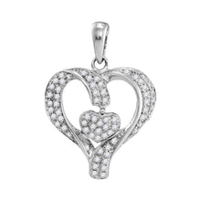 Load image into Gallery viewer, Radiant Love Diamond Pendant - 10kt White Gold Heart Necklace with Sparkling Diamonds  Top View from Splendid Jewellery