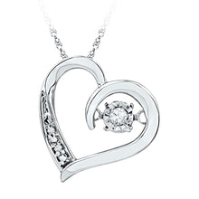 Load image into Gallery viewer, Romantic Motion Diamond Heart Pendant - 10kt White Gold Twinkle Necklace  Top View from Splendid Jewellery