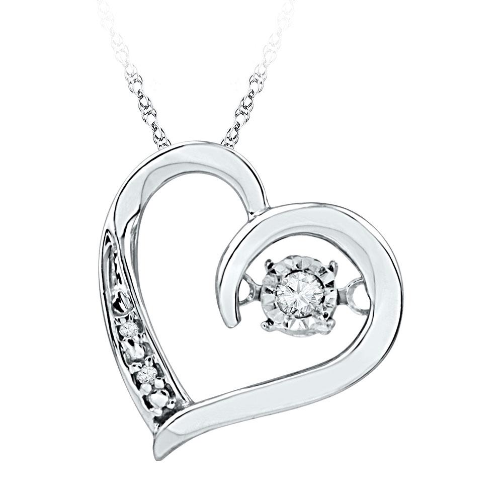 Diamond Heart & Love Symbol Pendant | 10kt White Gold Womens Round Diamond Heart Twinkle Moving Pendant 1/20 Cttw | Splendid Jewellery GND