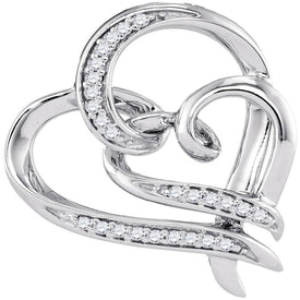 Sparkling Love: 10kt White Gold Diamond Heart Pendant  Top View from Splendid Jewellery