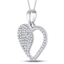 Load image into Gallery viewer, 10kt White Gold Diamond Heart &amp; Love Symbol Pendant | Splendid Jewellery Side view from the 10Kt White Gold Womens Round Diamond Modern Heart Pendant 1 3 Cttwpin280965 collection by Splendid Jewellery