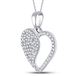Diamond Heart & Love Symbol Pendant | 10kt White Gold Womens Round Diamond Modern Heart Pendant 1/3 Cttw | Splendid Jewellery GND