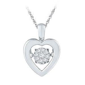 Diamond Heart & Love Symbol Pendant | 10kt White Gold Womens Round Diamond Moving Twinkle Heart Pendant 1/20 Cttw | Splendid Jewellery GND
