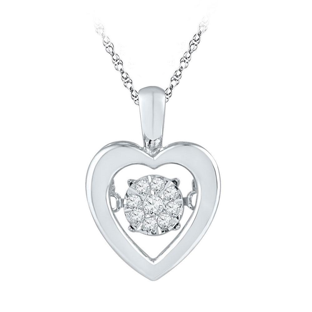 Diamond Heart & Love Symbol Pendant | 10kt White Gold Womens Round Diamond Moving Twinkle Heart Pendant 1/20 Cttw | Splendid Jewellery GND