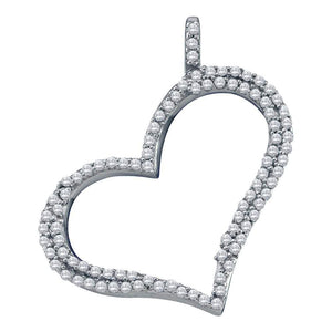 Diamond Heart & Love Symbol Pendant | 10kt White Gold Womens Round Diamond Outline Heart Pendant 1/3 Cttw | Splendid Jewellery GND