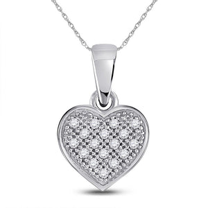 Diamond Heart & Love Symbol Pendant | 10kt White Gold Womens Round Diamond Simple Heart Cluster Pendant 1/20 Cttw | Splendid Jewellery GND