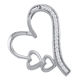 Radiant Love: 10kt White Gold Diamond Triple Heart Pendant  Top View from Splendid Jewellery