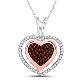 Romantic Fire: 10kt White Gold Heart Pendant with Red Diamond  Top View from Splendid Jewellery