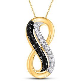 Captivating Infinity Love Pendant with Black Diamond in 10kt Yellow Gold  Top View from Splendid Jewellery