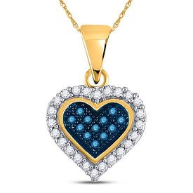 10kt Yellow Gold Diamond Heart & Love Symbol Pendant | Blue Color Enhanced Diamond 1/8 Cttw | Splendid Jewellery  Top View from Splendid Jewellery
