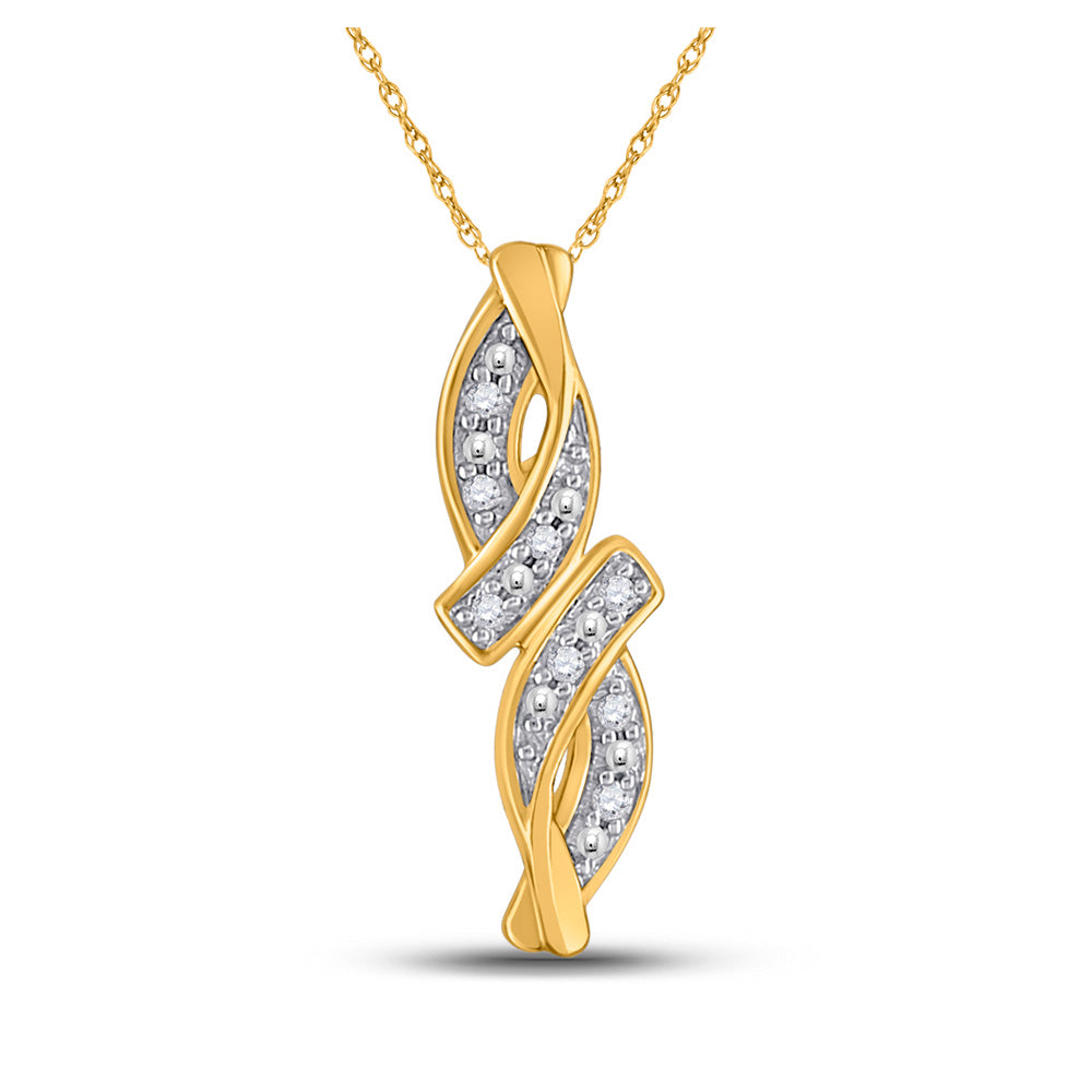 Diamond Heart & Love Symbol Pendant | 10kt Yellow Gold Womens Round Diamond Bypass Infinity Pendant .02 Cttw | Splendid Jewellery GND
