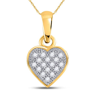 Diamond Heart & Love Symbol Pendant | 10kt Yellow Gold Womens Round Diamond Cluster Small Heart Pendant 1/20 Cttw | Splendid Jewellery GND
