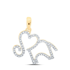 Diamond Heart & Love Symbol Pendant | 10kt Yellow Gold Womens Round Diamond Elephant Heart Pendant 1/5 Cttw | Splendid Jewellery GND