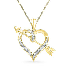Load image into Gallery viewer, Romantic Gold and Diamond Heart Arrow Pendant  Top View from Splendid Jewellery