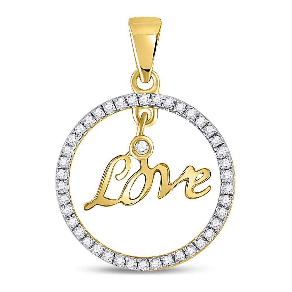 Diamond Heart & Love Symbol Pendant | 10kt Yellow Gold Womens Round Diamond Heart Circle Pendant 1/4 Cttw | Splendid Jewellery GND
