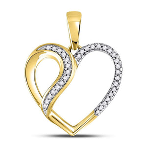 Diamond Heart & Love Symbol Pendant | 10kt Yellow Gold Womens Round Diamond Heart Fashion Pendant 1/10 Cttw | Splendid Jewellery GND