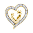 10kt Yellow Gold Diamond Heart Mother Child Embrace Pendant  Top View from Splendid Jewellery