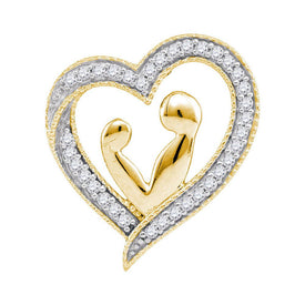 10kt Yellow Gold Diamond Heart Mother Child Embrace Pendant  Top View from Splendid Jewellery