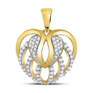 Diamond Heart & Love Symbol Pendant | 10kt Yellow Gold Womens Round Diamond Heart Open Strand Pendant 1/5 Cttw | Splendid Jewellery GND
