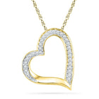 Radiant Love: 10kt Yellow Gold Diamond Heart Outline Pendant  Top View from Splendid Jewellery