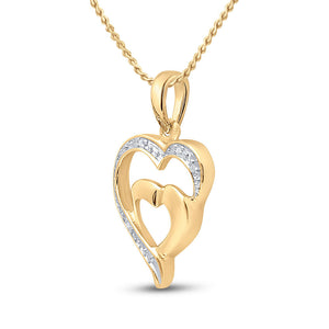 Diamond Heart & Love Symbol Pendant | 10kt Yellow Gold Womens Round Diamond Heart Pendant .01 Cttw | Splendid Jewellery GND