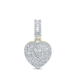 Diamond Heart & Love Symbol Pendant | 10kt Yellow Gold Womens Round Diamond Heart Pendant 1-1/5 Cttw | Splendid Jewellery GND