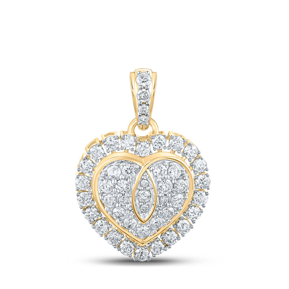 Diamond Heart & Love Symbol Pendant | 10kt Yellow Gold Womens Round Diamond Heart Pendant 1 Cttw | Splendid Jewellery GND