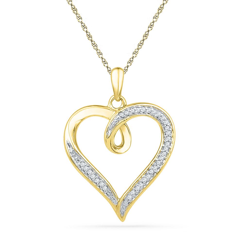 Diamond Heart & Love Symbol Pendant | 10kt Yellow Gold Womens Round Diamond Heart Pendant 1/10 Cttw | Splendid Jewellery GND