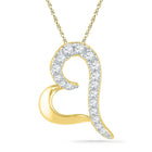 Captivating Love and Diamond Heart Pendant in 10kt Yellow Gold  Top View from Splendid Jewellery