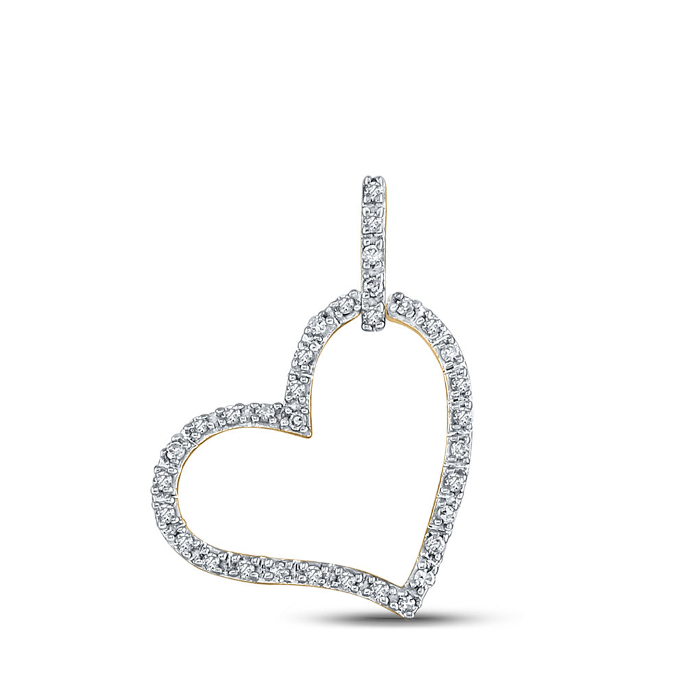 Diamond Heart & Love Symbol Pendant | 10kt Yellow Gold Womens Round Diamond Heart Pendant 1/12 Cttw | Splendid Jewellery GND