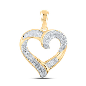 Diamond Heart & Love Symbol Pendant | 10kt Yellow Gold Womens Round Diamond Heart Pendant 1/2 Cttw | Splendid Jewellery GND