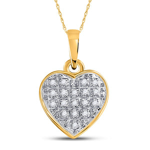 Diamond Heart & Love Symbol Pendant | 10kt Yellow Gold Womens Round Diamond Heart Pendant 1/20 Cttw | Splendid Jewellery GND