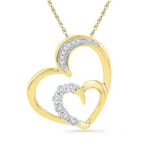Diamond Heart & Love Symbol Pendant | 10kt Yellow Gold Womens Round Diamond Heart Pendant 1/20 Cttw | Splendid Jewellery GND